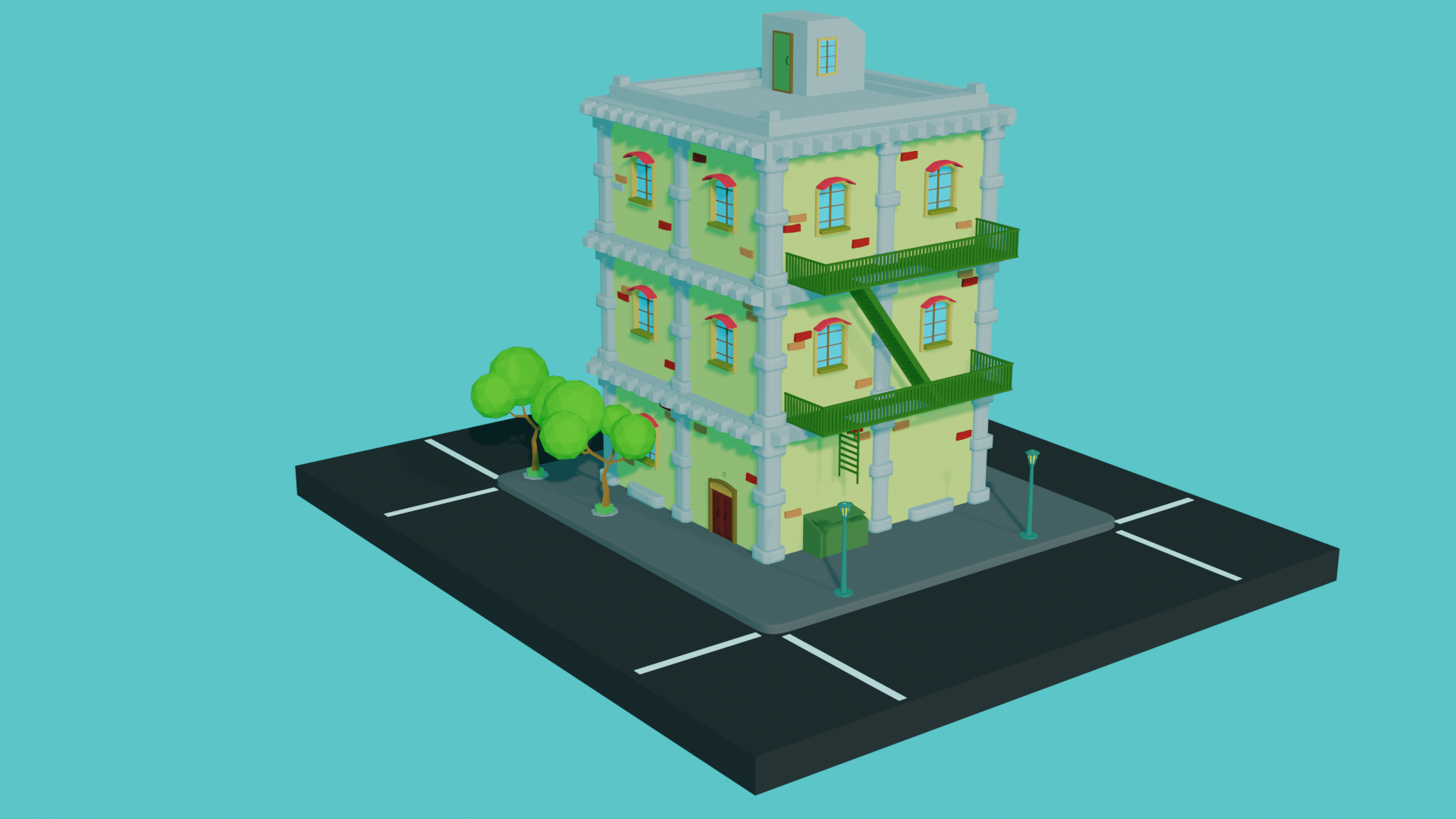 low poly building preview image 1